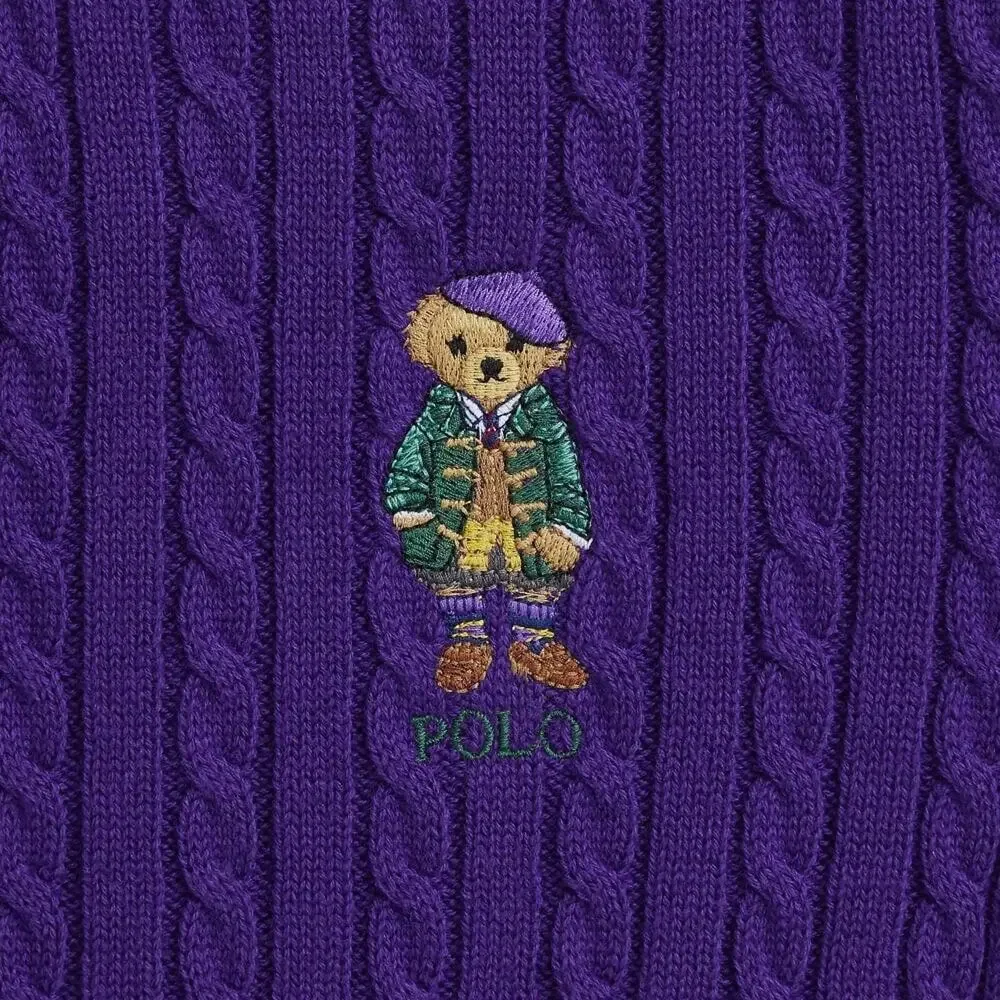 NWT❤️Polo Ralph Lauren Big Girls Polo Bear Mini Cable Cotton Cardigan szL